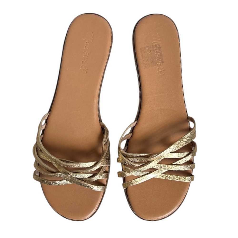 Madewell The Tracie Gold Crisscross Slide Sandal